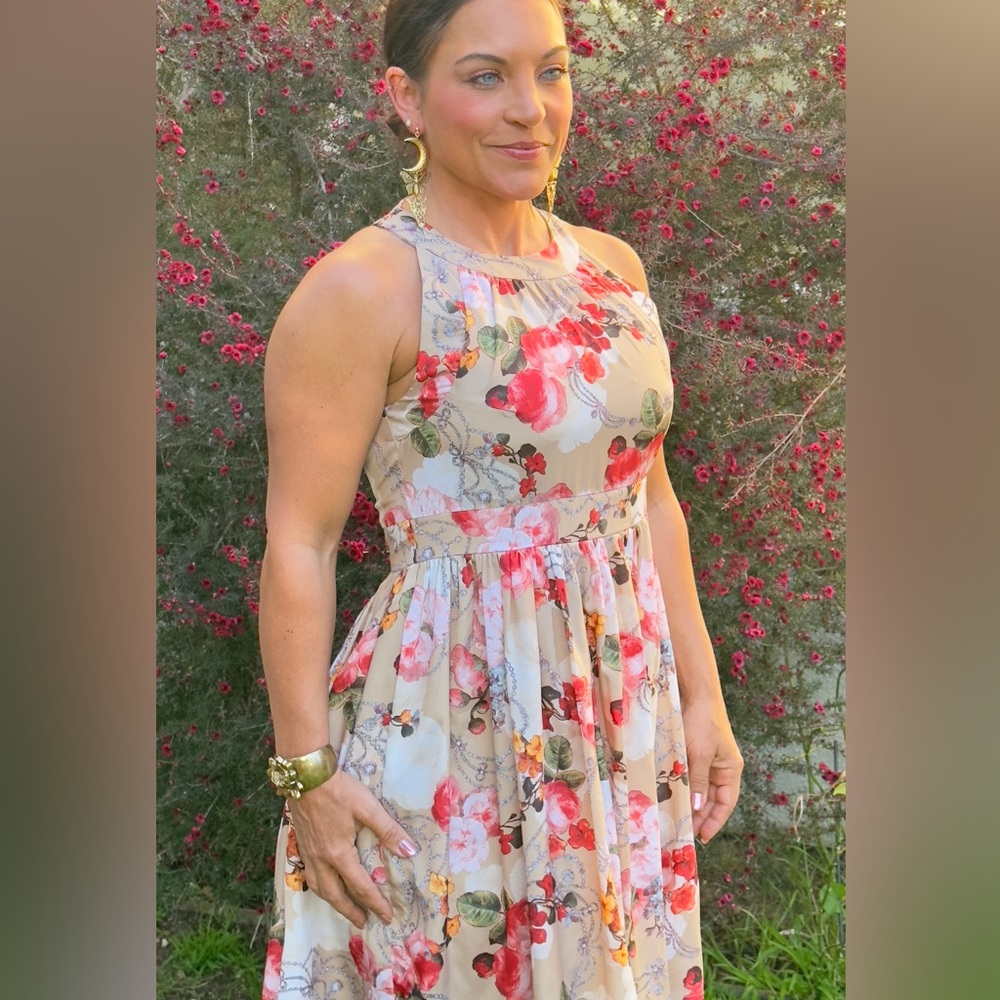 ModCloth Fervour Sweet Summer Floral Vintage Style Fitted, Full and Fun Dress -S